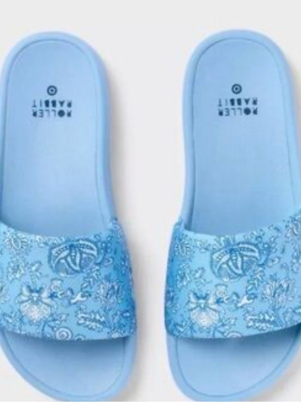 Roller Rabbit Light Blue Floral Slip-On Sandals 7/8